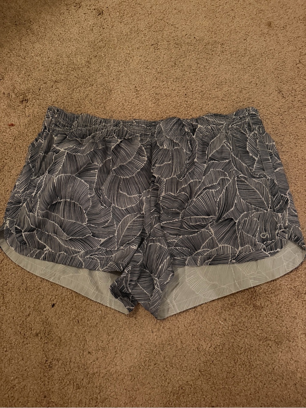 GAP Navy and White Leaf-Print Athletic Shorts